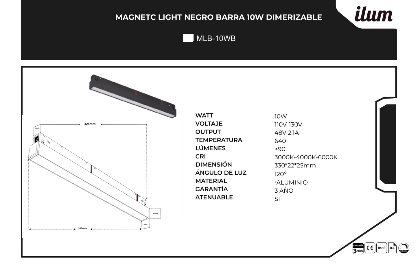 Spot Barra con difusor